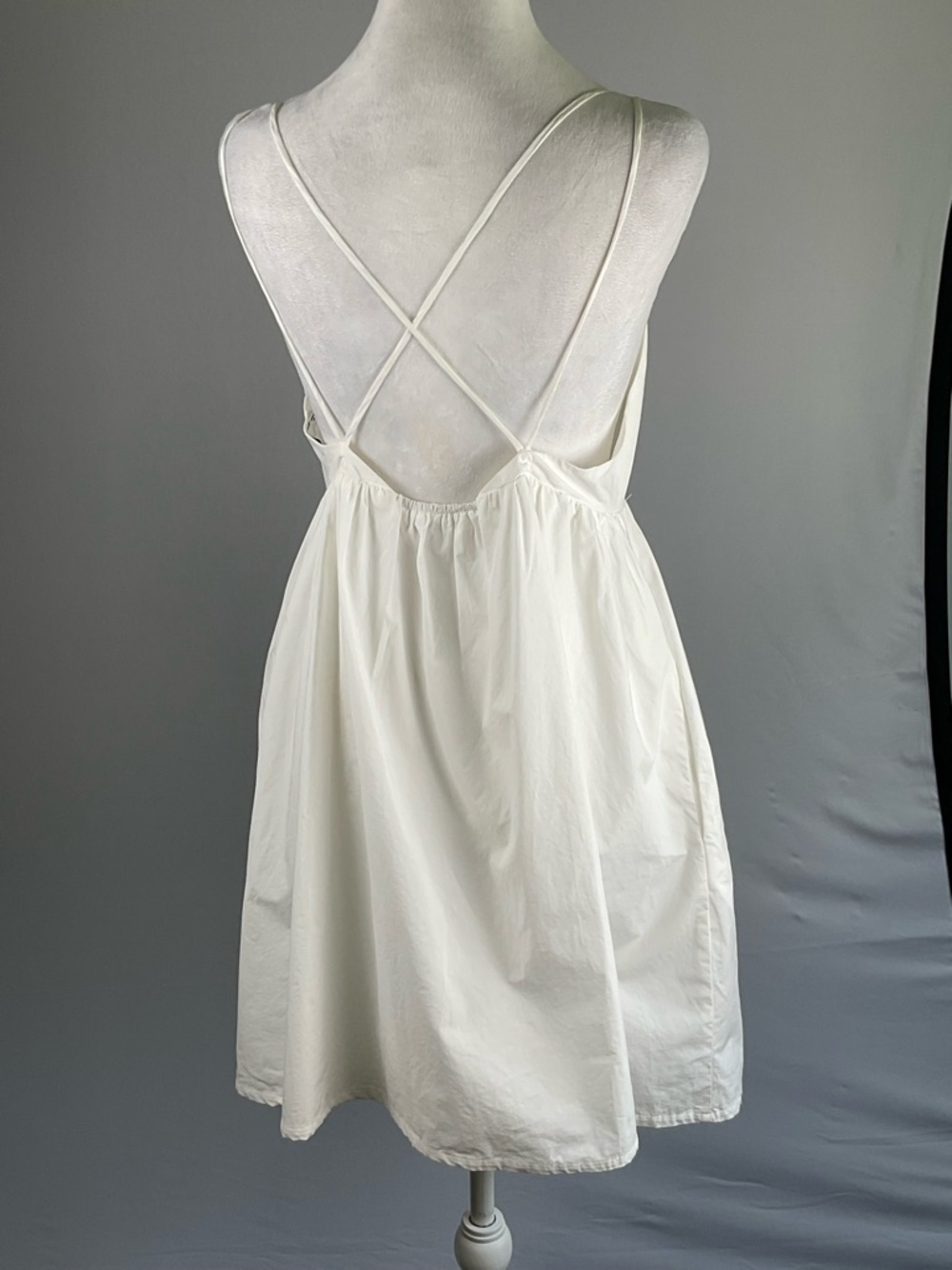 Scandi Minimalist White Cotton Mini Dress GESTUZ Resort Babydoll Pockets - Picture 11 of 16